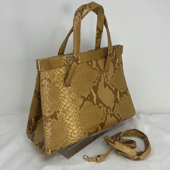 Susan Gail Structured Python Shoulder Hand Bag - Picture 3 of 10